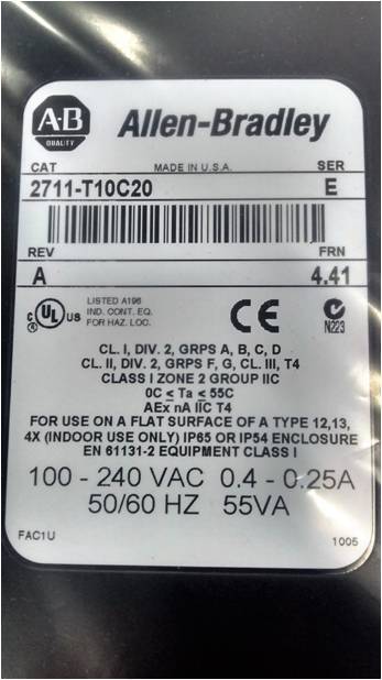 *NEW* Allen Bradley 2711-T10C20 Panelview 1000 Operator Interface Panel Ser E