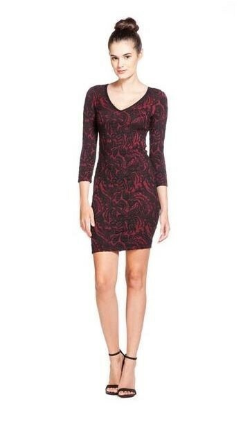 Plenty By Tracy Reese 120361 Womens 3/4 Sleeve V-Neck Bodycon Mini Dress Size 6