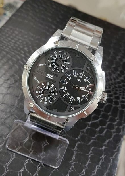 Orologio Polso ZCC 1883 Uomo Quarzo Cassa Acciaio Casual Silver Nero lac