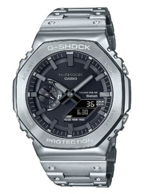 Pre-owned Casio G-shock Gmb2100d-1a Bluetooth Solar Powered Full Metal Silver Watch