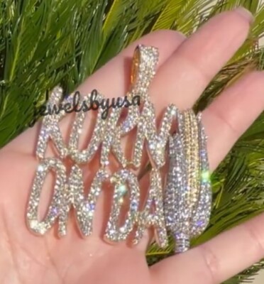 Pre-owned Nsg Customize Real Iced Vvs Moissanite Any Letter "corn" Lover Fooddy Pendant Silver In White