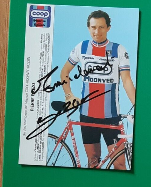 Cyclisme Carte  Cycliste Pierre Bazzo Ã©Quipe Coop Hoonved Rossin  1984 SignÃ©E
