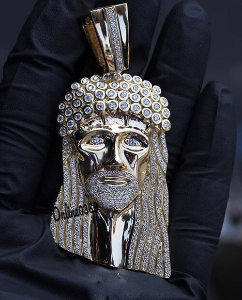 Pre-owned Online0369 Mens 3ct Pass Diamond Tester Real Moissanite 3d Jesus Charm Pendant 925 Silver In White