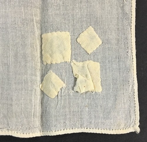 Lovely VIntage White Geometric Embellished Hanky Wedding Handkerchief