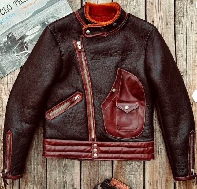 Pre-owned Handmade High Quality Raf B3 Bomber Aviator Men Real Shearling Fur Leather Jacket For Men In Brown