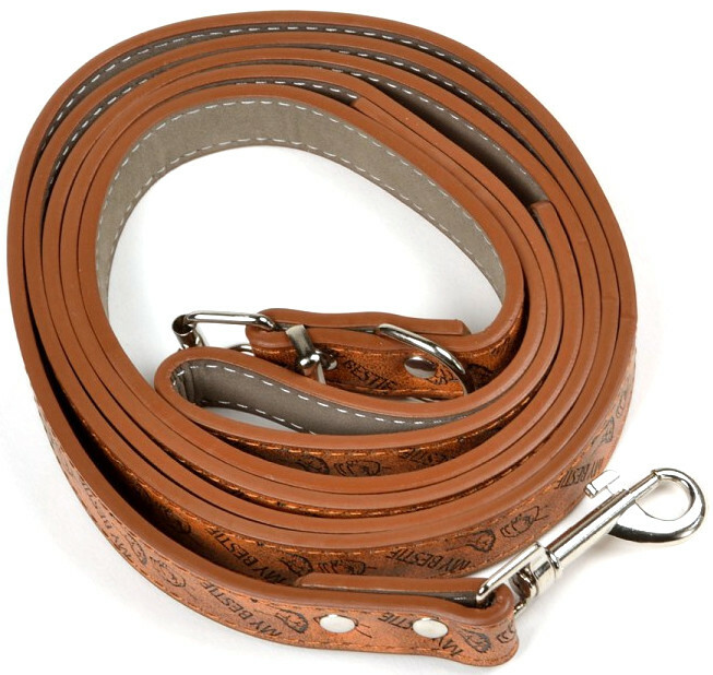 Pet Dog Leather Leash Chrome Belt Buckle Skin Friendly Leather Collar Walk Leash
