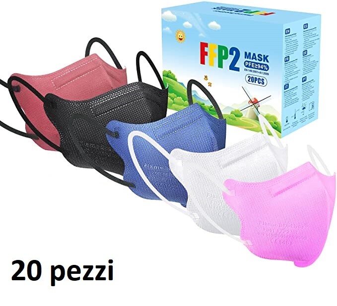 20 Mascherine Ffp2 Per Bambini Certificate Ce Colorate Facciali Protettive