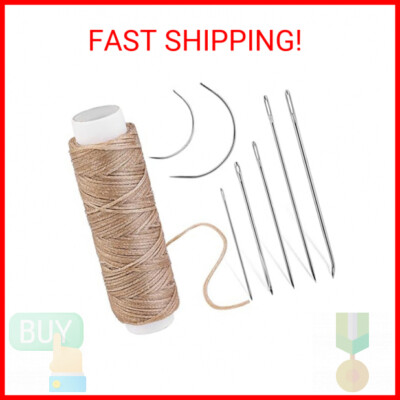 32 Yards Waxed Thread with Leather Hand Sewing Needles, 150D Flat Sewing Waxed T
