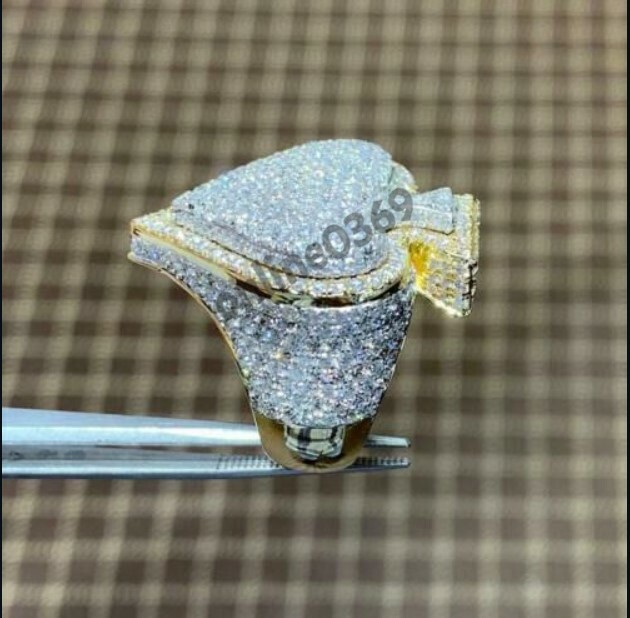 Pre-owned Online0369 Valentine Day Gift Silver 2ct Pass Tester Moissanite Mens Heart Shaped Ring Gift In White