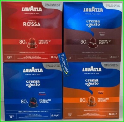 240 coffee ALUMINUM capsules LAVAZZA compatible NESPRESSO pods (80 c. x 3 boxes)