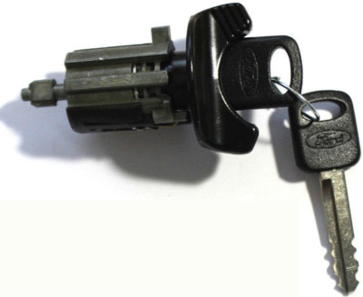 BLACK IGNITION SWITCH KEY LOCK SWITCH CYLINDER WITH 2 FORD OEM OVAL LOGO KEYS  