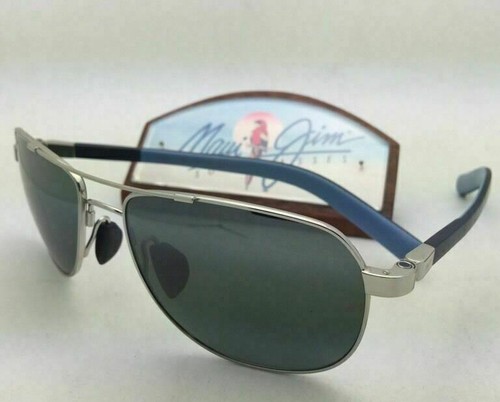 Pre-owned Maui Jim Guardrails Sunglasses Mj 327-17 Silver Frame With Polarized Grey Lenses In Gray