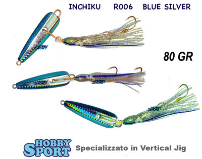 INCHIKU JIG SALTY RUBBER 80 GR R006 COLORE BLUE SILVER VINCENT PESCA MARE BARCA