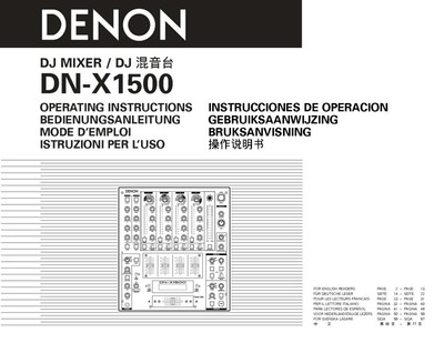 Denon DN-X1500 DJ Mixer Owners Manual