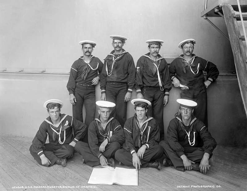 1896-1901 Sailors, USS Massachusetts Old Photo 8.5" x 11" Reprint