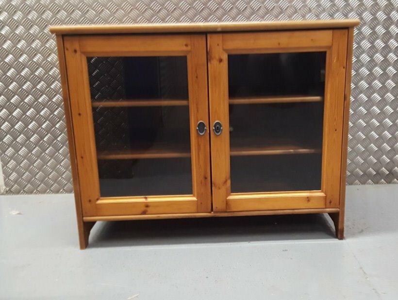 Ikea Leksvik Tv Stand Wood Tv Cabinet With 2 Glass Doors In