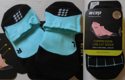 CEP Women Low-Cut Compression Socks Color Burpee Blue/Black Size 8.5-11 