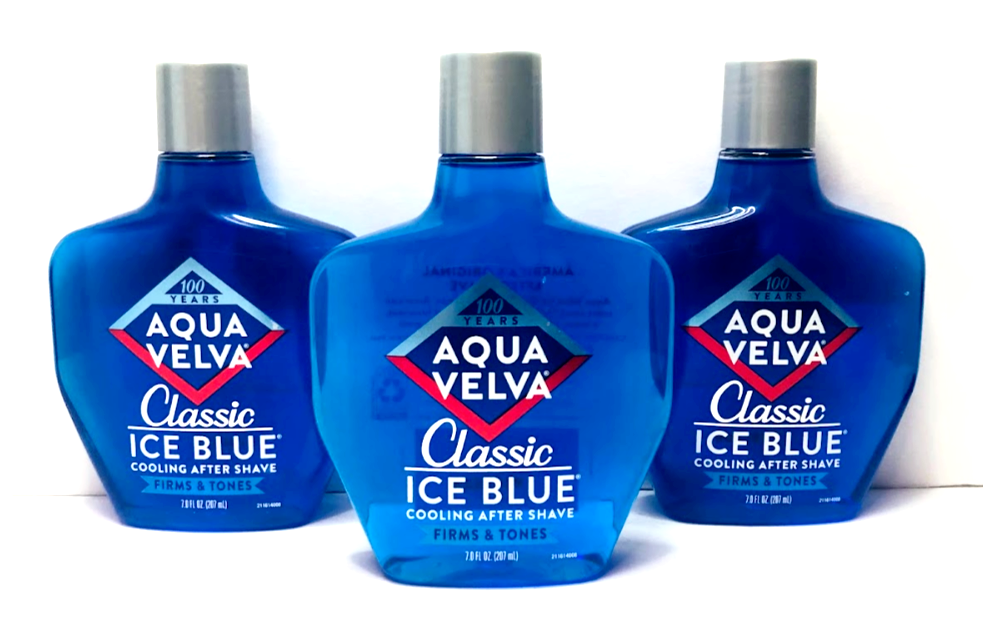 Lot of 3 Aqua Velva Classic Ice Blue Cooling After Shave 7 oz Each Firms & Tones