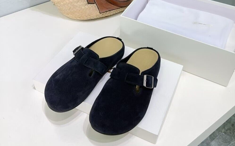 THE ROW THE ROW WOMEN BERKEN HALF SLIPPER SHOES BLACK