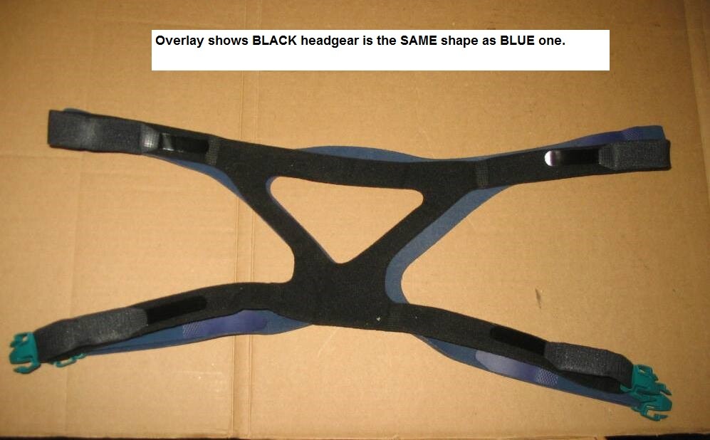 CPAP Face Mask Headgear Standard Size BLACK.. with CLIPS... Fits ResMed mask