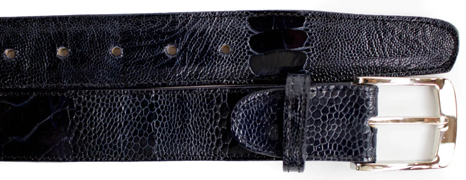 Pre-owned Belvedere Men's  Belt Genuine Ostrich Leg Up To Size 44 2000 Navy In Blue