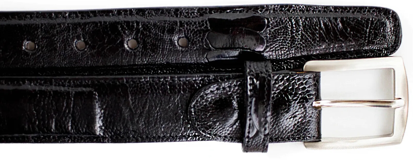 Pre-owned Belvedere Men's  Belt Genuine Ostrich Leg Up To Size 44 Style 2000 Black