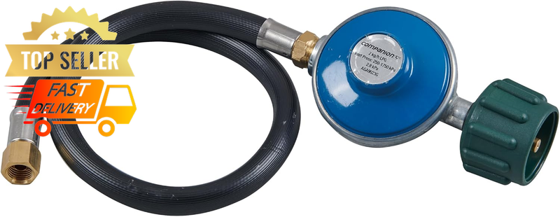 Gas Regulator 1/4" BSP Hose Connector + 60cm Security Valve - LCC27