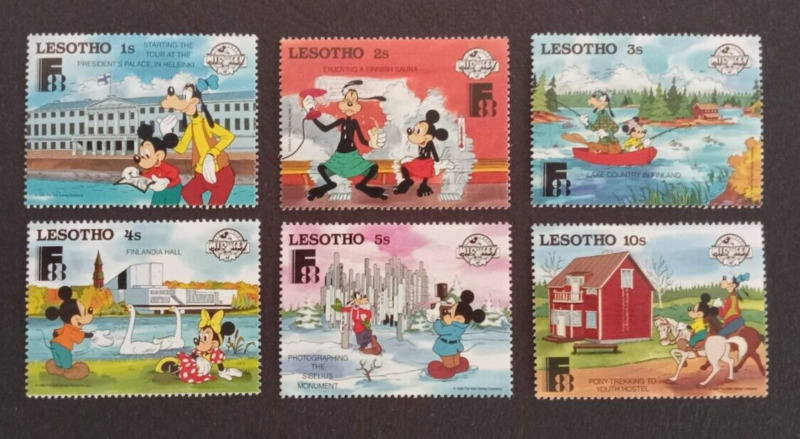 Disney Stamps Lesotho Finlandia 1988  6 Values MNH
