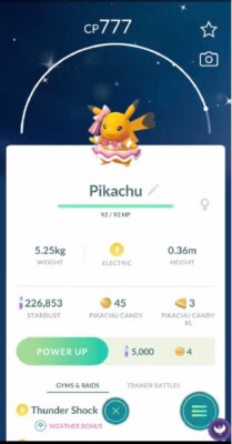Pokémon Go Shiny Pikachu Costume Pop Star - Trade Registered - Available