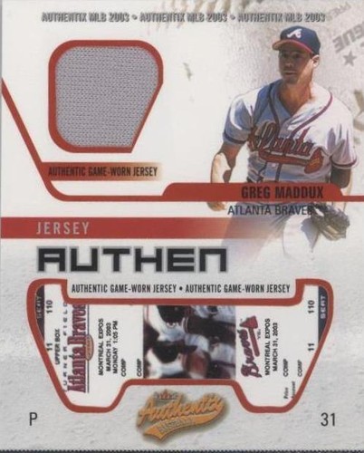2003 Fleer Authentix - Greg Maddux #JA-GM