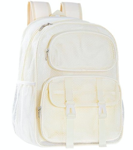 ◆Rest & Recreation◆ LOGO MESH BACKPACK BEIGE Rest & Recreation Logo Mesh Backpack - White