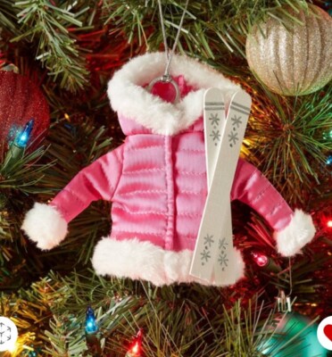Target Wondershop Holiday Ornament 2024 Ski Jacket Puffer Coat And Skis PINK