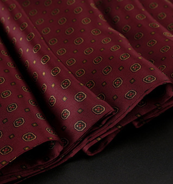 100% Silk  Satin Scarf men women neckerchief Wrap plaid red dark QS175-8