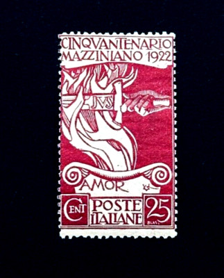 ITALY Stamp - 1922 Giuseppi Mazzini Death Anniversary Sn 140 MH  r37