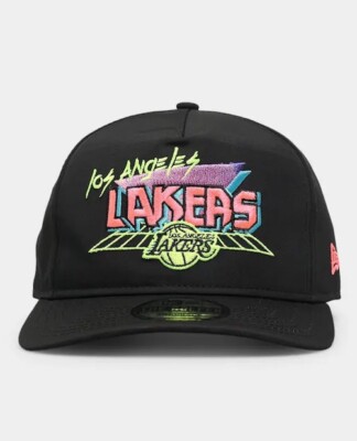 New Era Los Angeles Lakers Neon Vice Prolight Old Golfer Snapback Hat Cap EXC