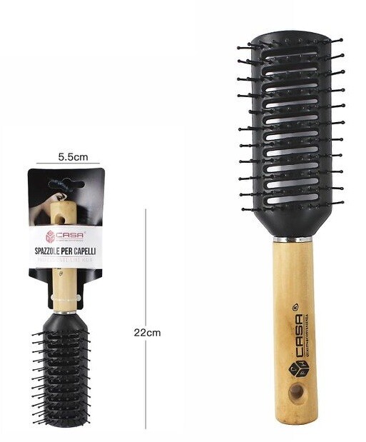 Spazzola Hair Stylist Manico Legno Acconciatura Capelli Professionale 64262 dfh