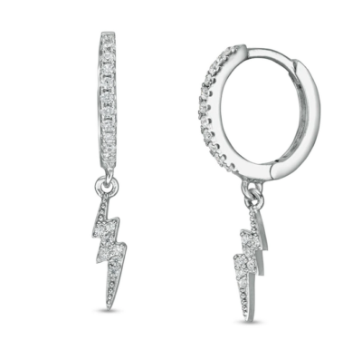 Lightning bolt earrings online white gold