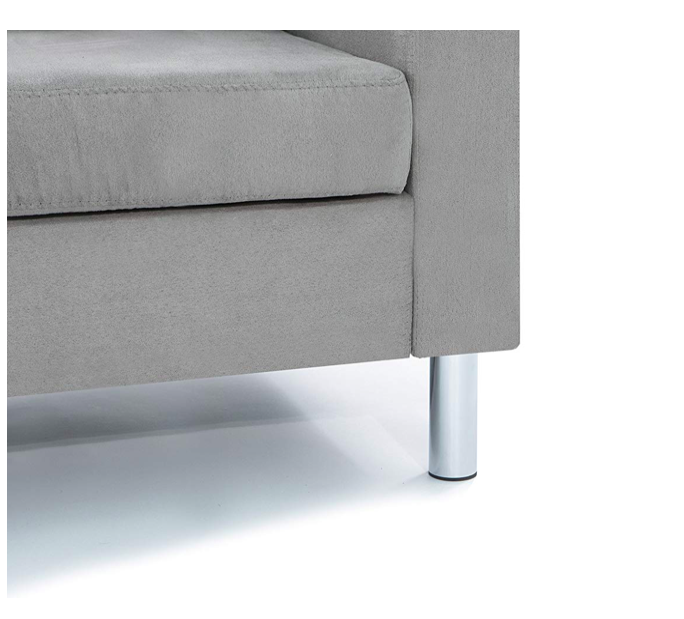 Modern Microfiber Sectional Sofa - Small Space Configurable - Grey