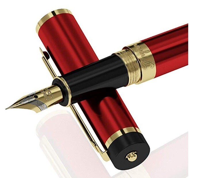 New & Sealed Dryden Designs Luxury Red Fountain Pen Medium Nib Gift
