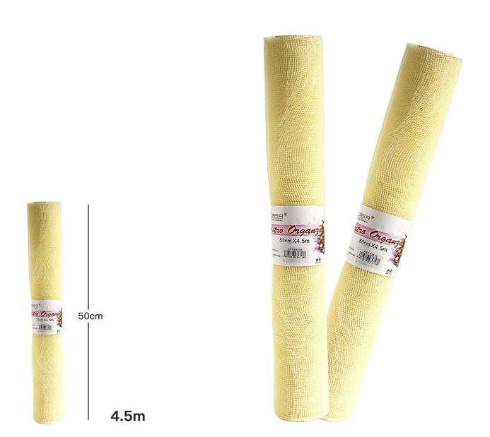 Rotolo Nastro In Organza Giallo Fiori Bomboniere Hobby Misura 48cmx4,5mt dfh