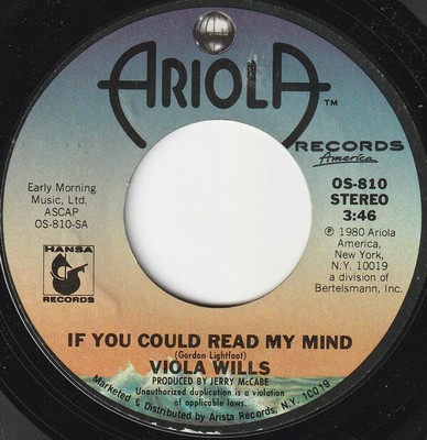 Viola Wills - If You Could Read My Mind / Somebody's Eyes (7'', Single, Styrene, 