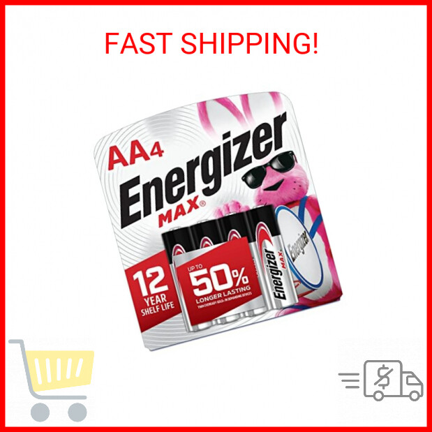 Energizer AA Batteries, Max Double A Battery Alkaline, 4 Count