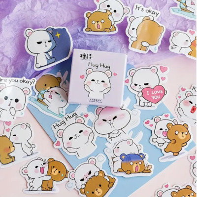 45 Stickers kawaii oursons Hug Hug - scrapbooking
