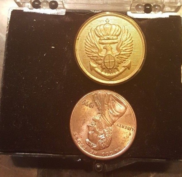 Military Button, Eagle with Shield, Crown Above and Anchor Below Lot of 4