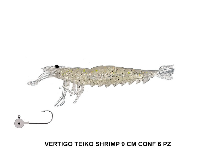 VERTIGO SHRIMP 9 CM  COLORE SILVER GLITTER 6506009S SPINNING ALLA SPIGOLA 6 PZ
