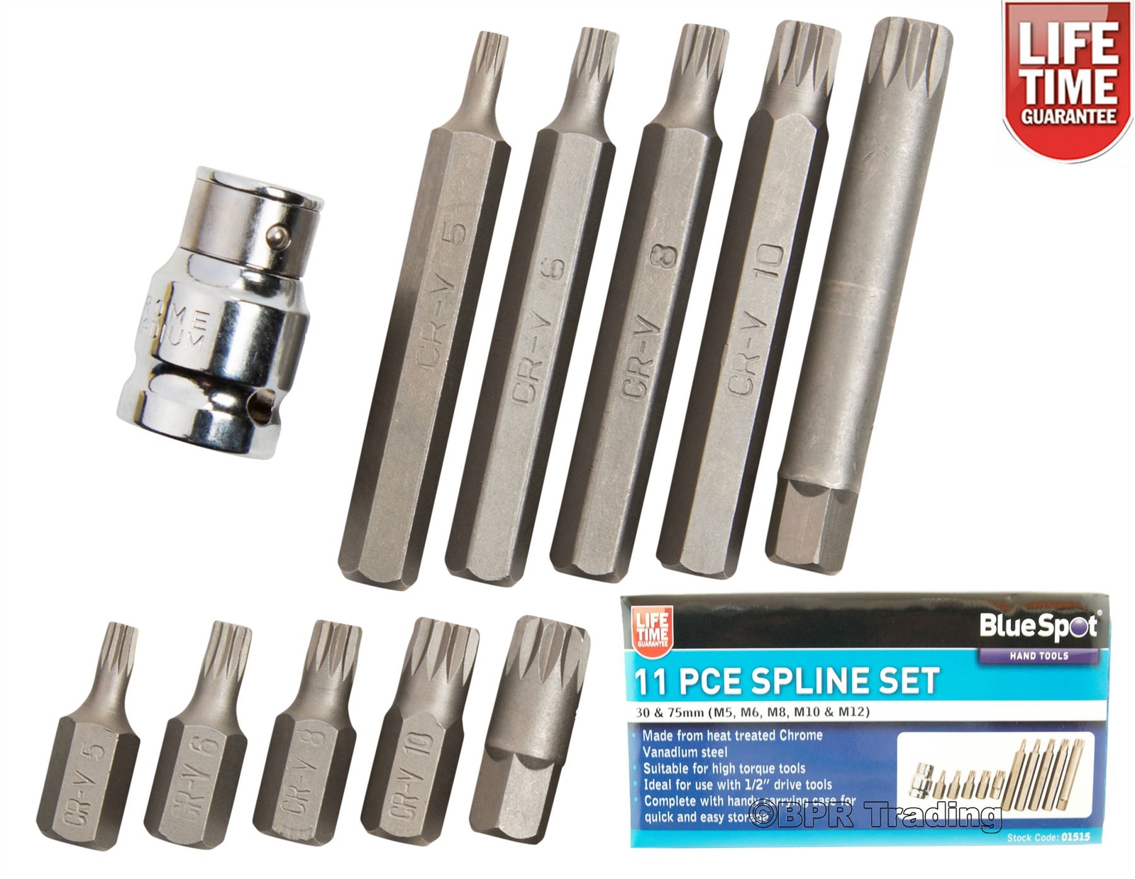 【CPC-L24】fullswing3393286 Bluespot 11pc Spline Hex Bit Set 1/2