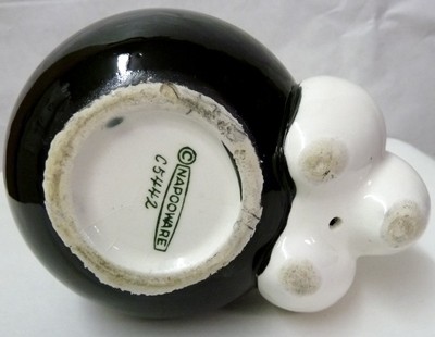 Napcoware Black Bowling Ball White Pins Ceramic Flower C5442 Planter Vintage