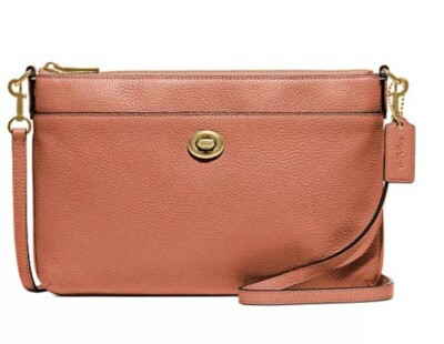 Coach C3376 Polly Rouge Pebbled Leather Crossbody Shoulder Handbag New NWT $195