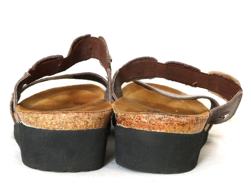 Naot Ashley Copper Snake Print Leather Rhinestone Open Toe Slides Women's US 11