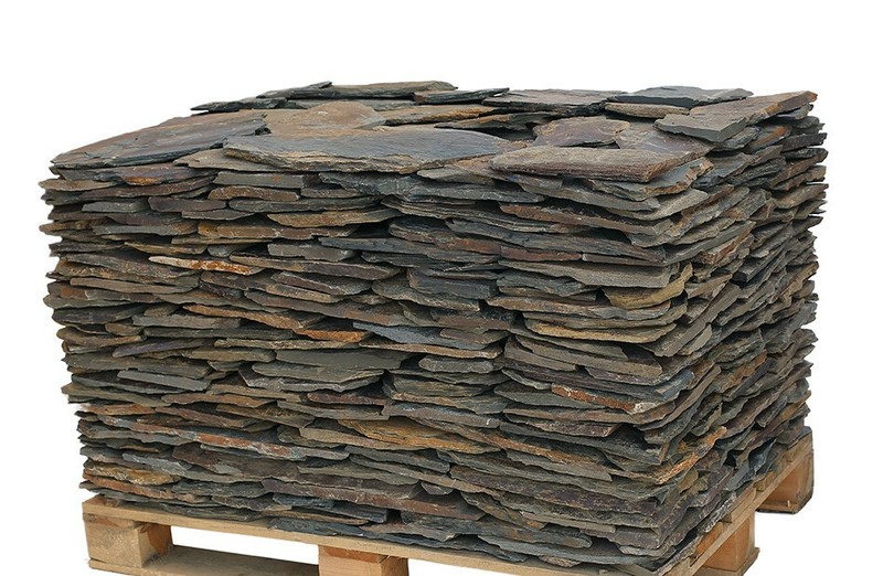 2 Paletten,Ca.56 MÂ² Fassadenplatten 1-3 Cm Schiefer, Verblender, Wandverkleidung